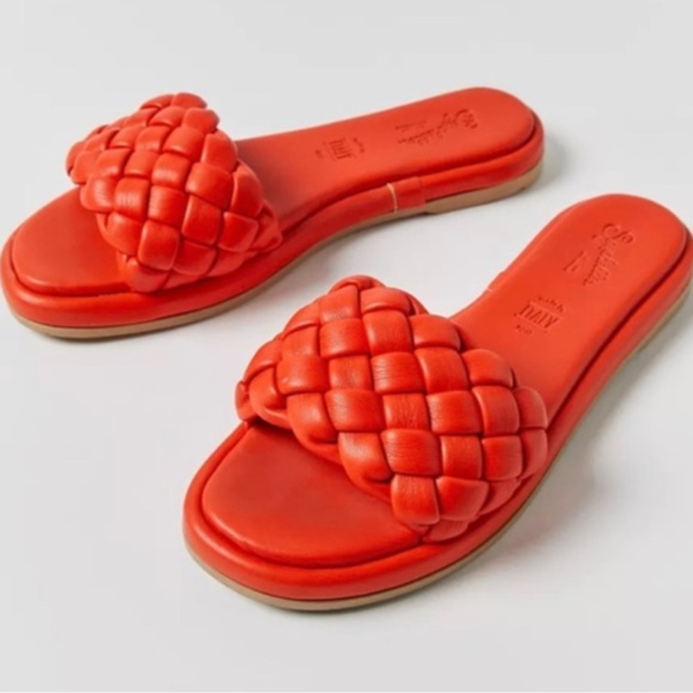 Seychelles Orange Quilted Slide Sandals